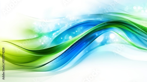 Flowing blue and green waves abstract background, vibrant dynamic design