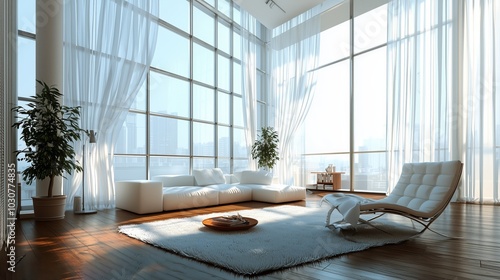 Modern Living Room with Sleek Furniture and Natural Light