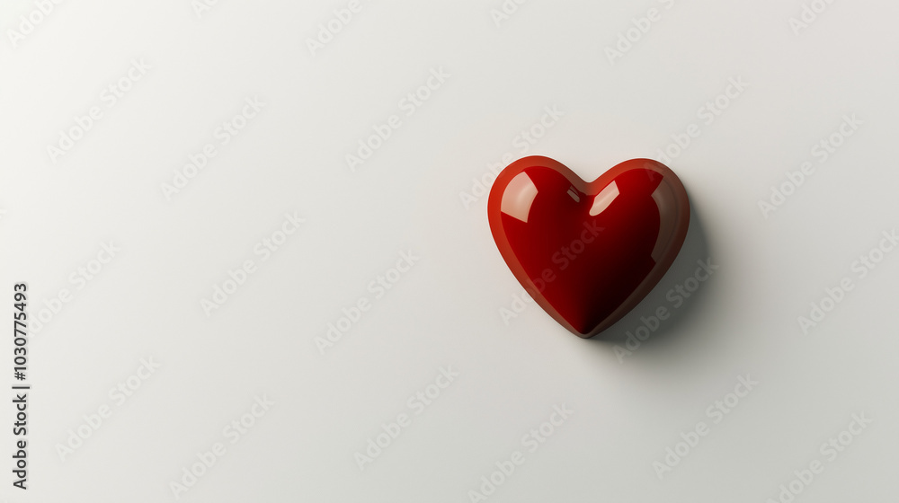 Fototapeta premium Minimalistic background with glossy red heart