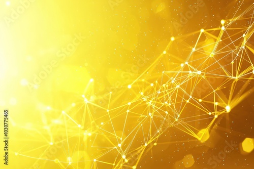 Abstract yellow tech background with polygonal connections, suitable for futuristic and connected network themes.