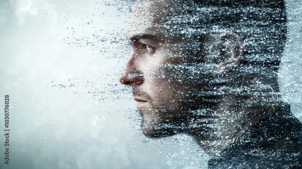 Fototapeta premium Digital Transformation of Human Identity. A Futuristic Blend of Technology and Art