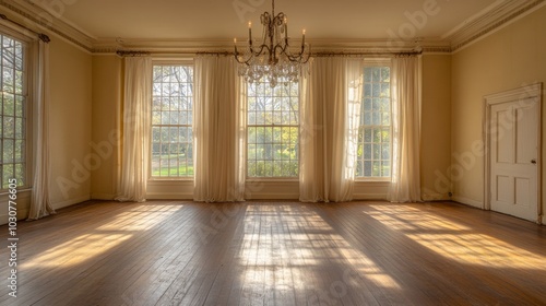 Sunlit Elegant Room with Chandelier