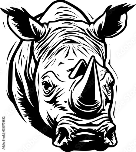 Rhinoceros - Black and White Isolated Icon - Vector illustration
