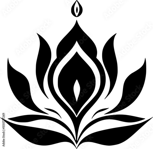 Flower | Black and White Vector illustration