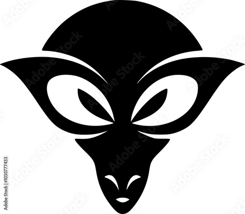Alien - Black and White Isolated Icon - Vector illustration