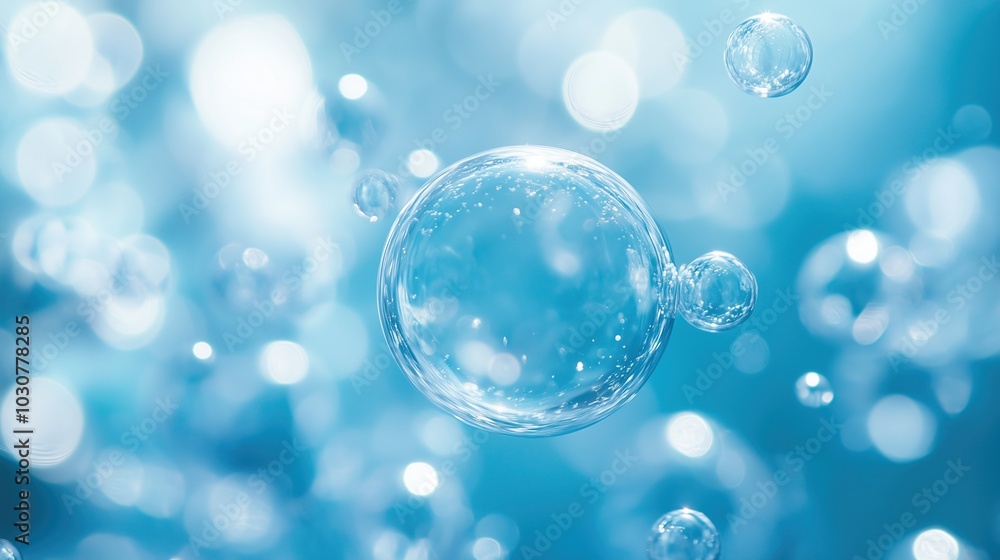 Abstract close-up of fluid, transparent bubbles in a soft, shimmering background Abstract close-up of fluid, transparent bubbles in a soft, shimmering background