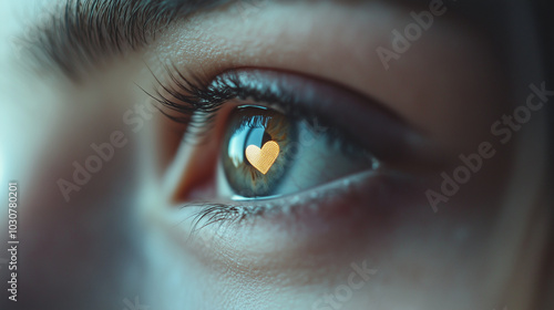 Female loving eyes with a heart in pupil