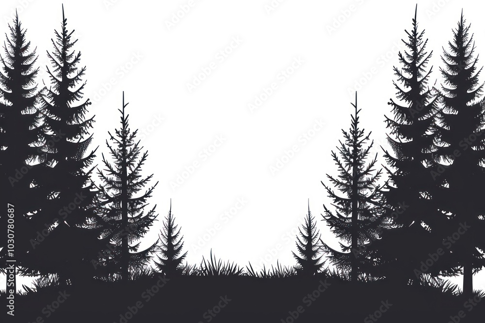 Obraz premium A Crown of Pine tree silhouette pine conifer.