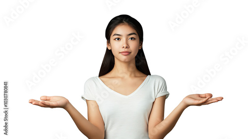 Model Extending Both Hands for Product Placement on Transparent Background