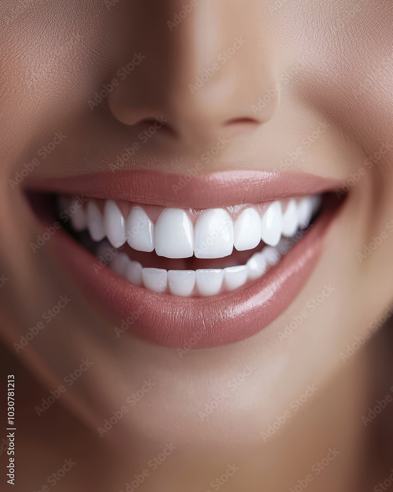 Close-up of a confident smile with white teeth and glossy lips. Ideal for concepts of dental care, beauty, oral hygiene, and cosmetic dentistry. Perfect for advertising campaigns and dental promotions Close-up of a confident smile with white teeth and glossy lips. Ideal for concepts of dental care, beauty, oral hygiene, and cosmetic dentistry. Perfect for advertising campaigns and dental promotions