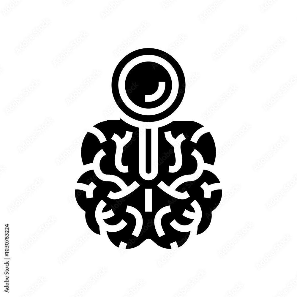 magnifying glass brainstorm glyph icon vector. magnifying glass brainstorm sign. isolated symbol illustration magnifying glass brainstorm glyph icon vector. magnifying glass brainstorm sign. isolated symbol illustration