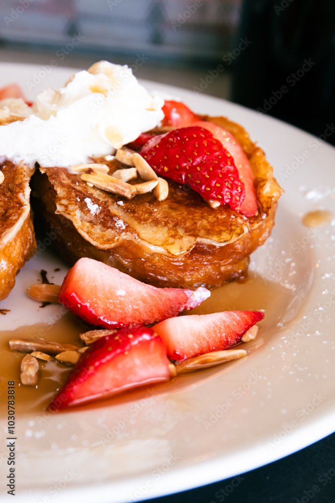 Strawberry French toast with whip cream Strawberry French toast with whip cream