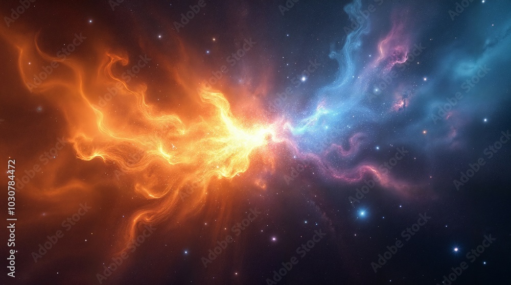 Obraz premium Cosmic Collision - Fire and Ice Nebula