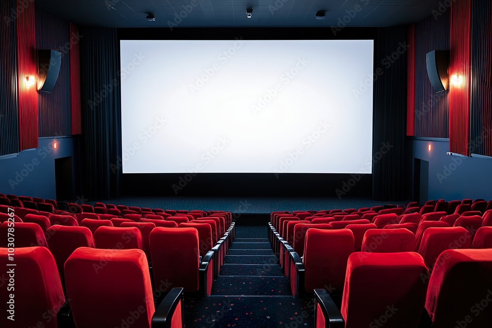 Empty movie theater with red seats Empty movie theater with red seats