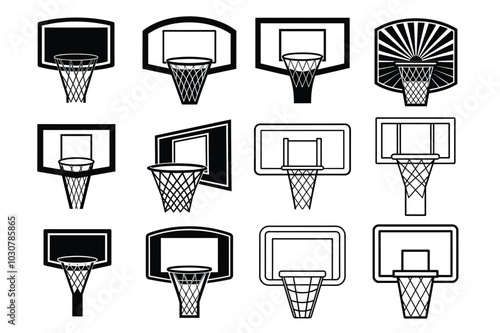 Set of backboard silhouette  vector logo icon illustration on white background.