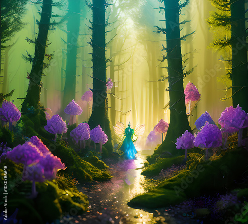 Natural landscape.fantasy world of fairytale country with houses and flowers Cartoon style Advertising for a book.generative ai