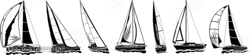 Sailboats set on white