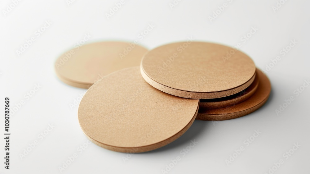 Round Brown Coasters Set - Table Decor and Drink Protection Round Brown Coasters Set - Table Decor and Drink Protection
