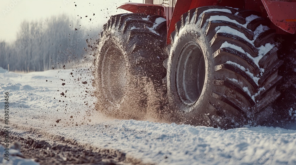Snowy roads being cleared by heavy machinery. Winter AI generated image Snowy roads being cleared by heavy machinery. Winter AI generated image