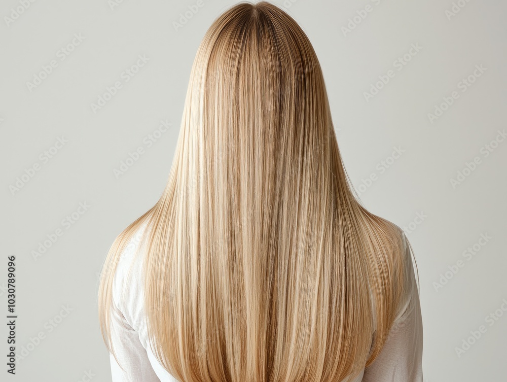 beautiful blond hair woman. Back of girl with Healthy hair. Care and straightening hair with an iron beautiful blond hair woman. Back of girl with Healthy hair. Care and straightening hair with an iron
