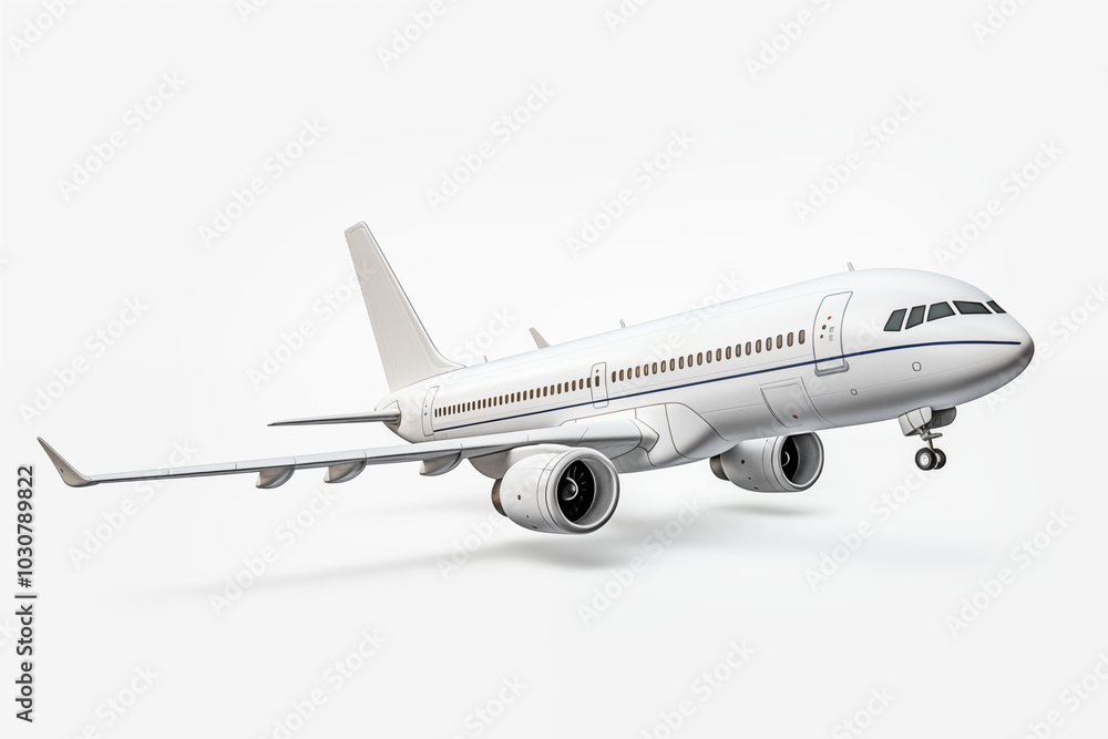 Obraz premium Airliner on withe background. PNG cutout. Airliner related themes. Images for graphic designers. Travel agency. Isolated plane. Image for website.