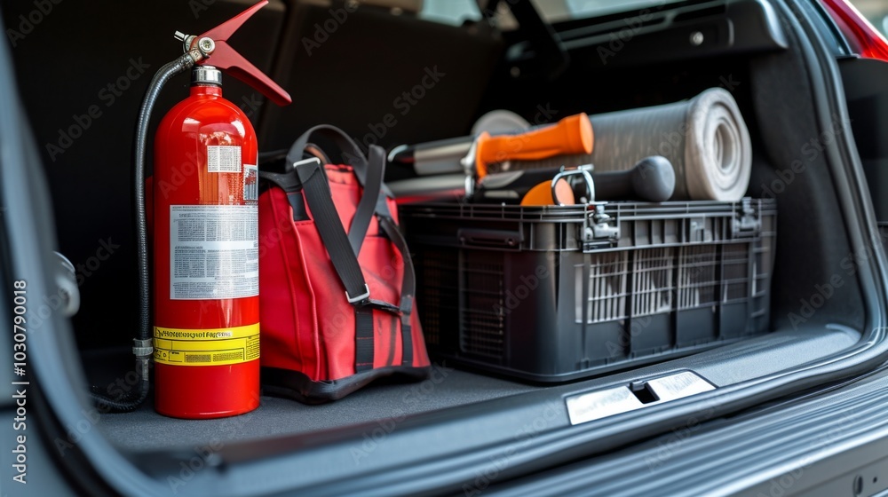 Car Trunk Essentials: Fire Extinguisher, Storage Box, and Safety Gear Car Trunk Essentials: Fire Extinguisher, Storage Box, and Safety Gear