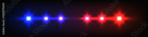 Police red and blue lights vector realistic illustration