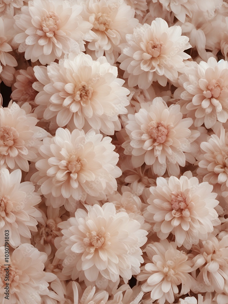 A soft and pastel-toned macro photograph of blooming chrysanthemums, capturing the intricate details of each petal. A soft and pastel-toned macro photograph of blooming chrysanthemums, capturing the intricate details of each petal.