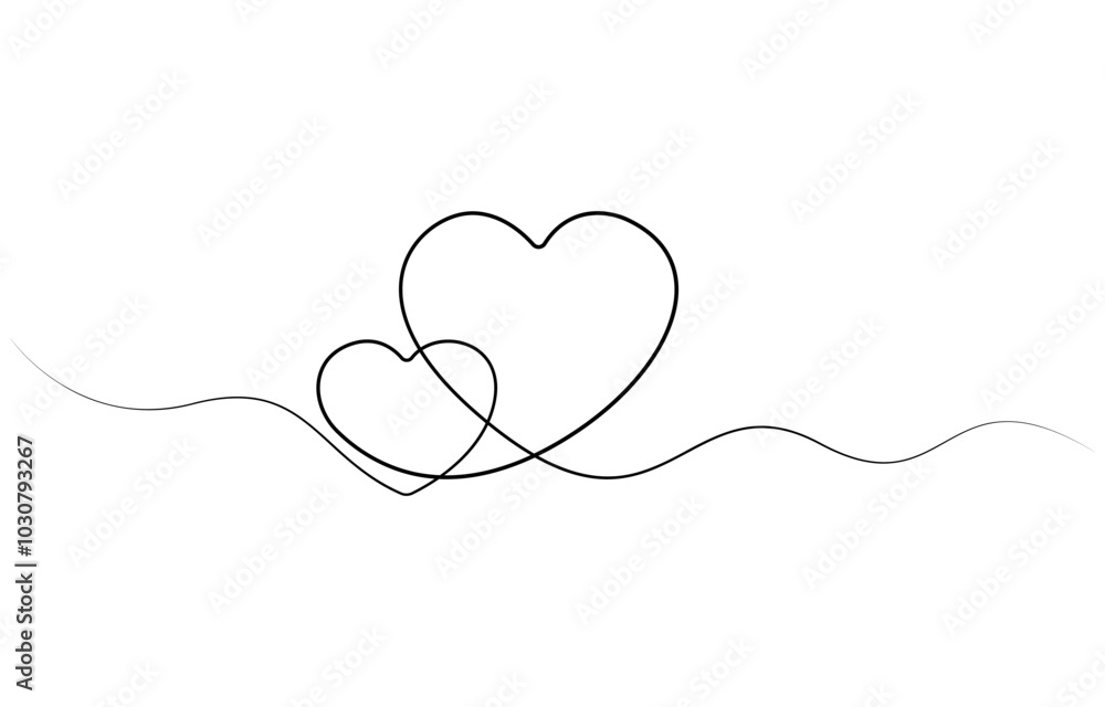 Continuous heart line drawing Fancy minimalist illustration. Symbol of love One line abstract minimalist, Heart and love sign in continuous one line drawing. Thin flourish and romantic symbol Continuous heart line drawing Fancy minimalist illustration. Symbol of love One line abstract minimalist, Heart and love sign in continuous one line drawing. Thin flourish and romantic symbol