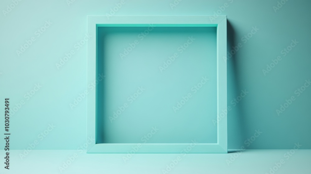 A minimalistic rectangular frame with a smooth surface, isolated against a pastel blue backdrop, ideal for contemporary art A minimalistic rectangular frame with a smooth surface, isolated against a pastel blue backdrop, ideal for contemporary art