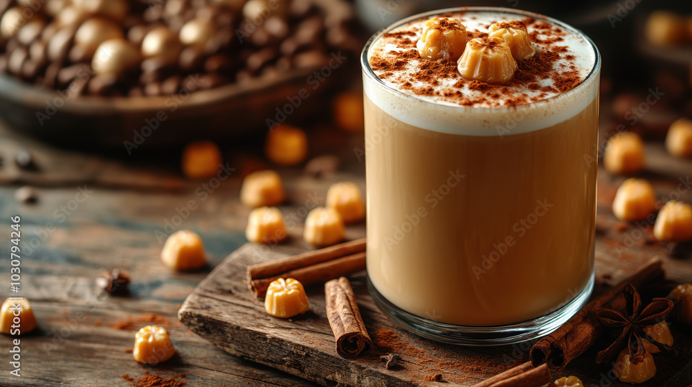 A delicious hazelnut coffee drink garnished with nuts, ideal for dessert lovers and cozy gatherings. A delicious hazelnut coffee drink garnished with nuts, ideal for dessert lovers and cozy gatherings.