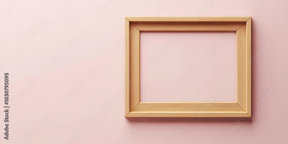 A minimalist wooden picture frame with a smooth finish, isolated against a pastel background, perfect for framing cherished memories A minimalist wooden picture frame with a smooth finish, isolated against a pastel background, perfect for framing cherished memories