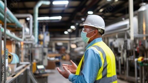 Industrial Worker in a Factory Setting with Safety Gear