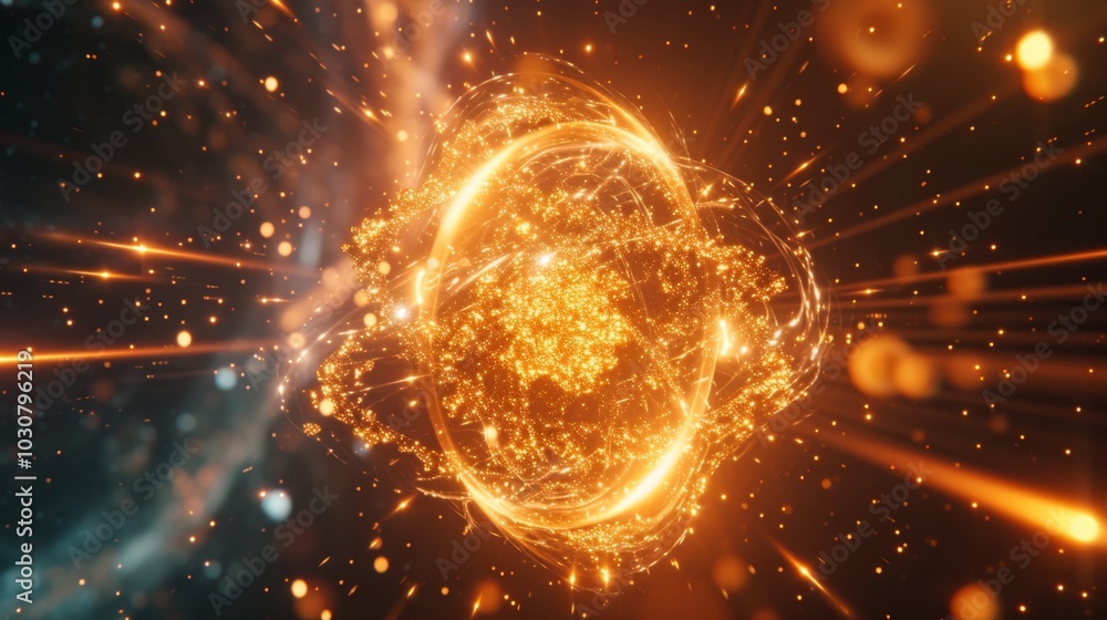 Abstract Glowing Sphere with Light Rays - Cosmic Energy Art Abstract Glowing Sphere with Light Rays - Cosmic Energy Art