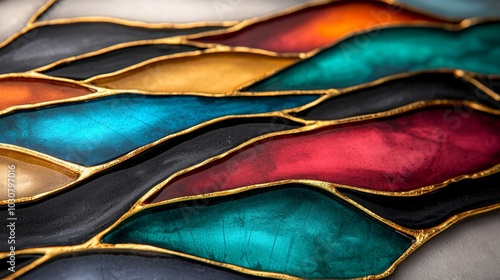 Alcohol Ink Art with Gold Edges and Stained Glass Background