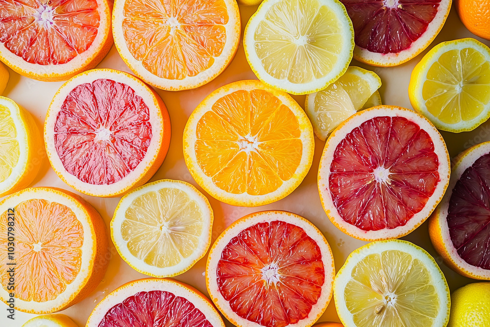 Vibrant Citrus Fruit Slices - A Colorful and Refreshing Display Vibrant Citrus Fruit Slices - A Colorful and Refreshing Display