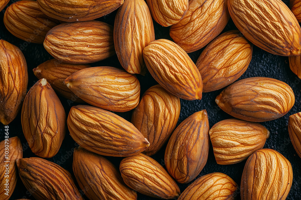 Close-Up of Almonds: A Macro View of Nature's Delight Close-Up of Almonds: A Macro View of Nature's Delight