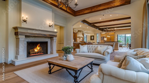 Wallpaper Mural Cozy living room interior with a fireplace, comfy sofa, living room interior with fireplace. Torontodigital.ca