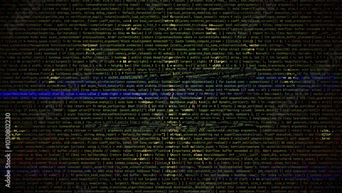 Binary code on flag of Adygea. Program source code or Hacker concept on Adygean flag. Adygea digital technology security, hacking or programming concept photo