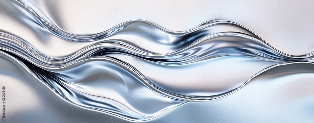 Ethereal waves of metallic silver create a mesmerizing abstract landscape. Generative AI Ethereal waves of metallic silver create a mesmerizing abstract landscape. Generative AI