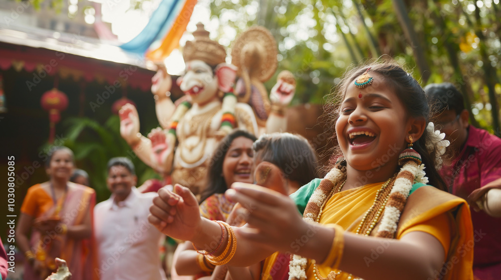 Family celebrating Pancha Ganapati. Family celebrating Pancha Ganapati.