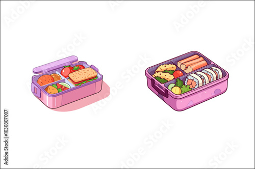 Lunch box Vector illustration Clipart, Lunch box & tiffin box Clipart, food lunch box.