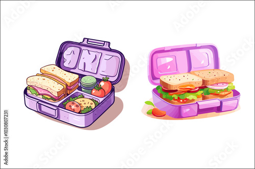 Lunch box Vector illustration Clipart, Lunch box & tiffin box Clipart, food lunch box.