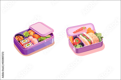 Lunch box Vector illustration Clipart, Lunch box & tiffin box Clipart, food lunch box.