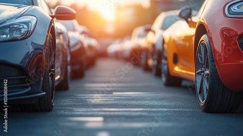 Wallpaper Mural Luxury Cars Parked in a Row Torontodigital.ca
