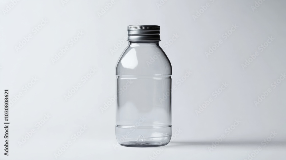 Clear Plastic Bottle with Silver Cap - Product Mockup Clear Plastic Bottle with Silver Cap - Product Mockup