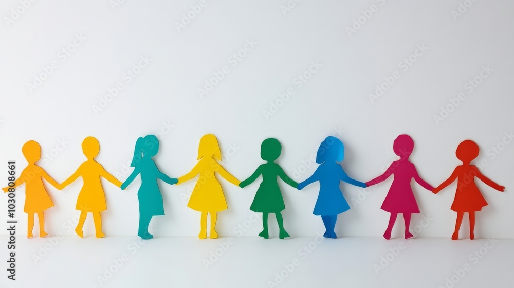 Colorful Paper Figures Holding Hands: A Symbol of Unity and Diversity Colorful Paper Figures Holding Hands: A Symbol of Unity and Diversity