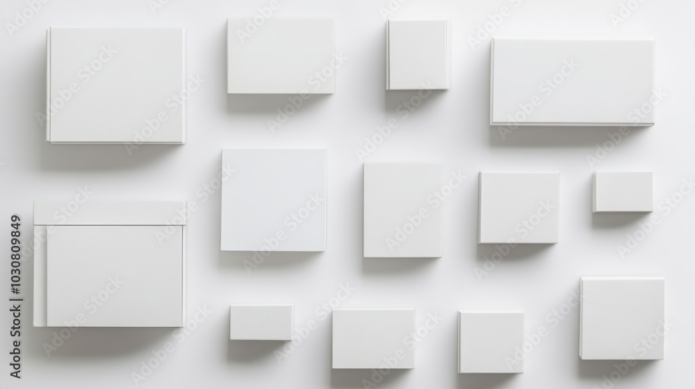 Minimalist Geometric Composition with White Boxes on a White Background Minimalist Geometric Composition with White Boxes on a White Background