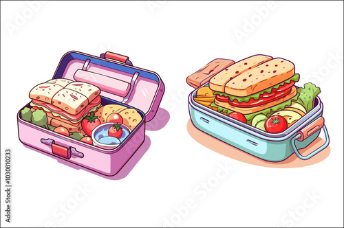 Lunch box Vector illustration Clipart, Lunch box & tiffin box Clipart, food lunch box.