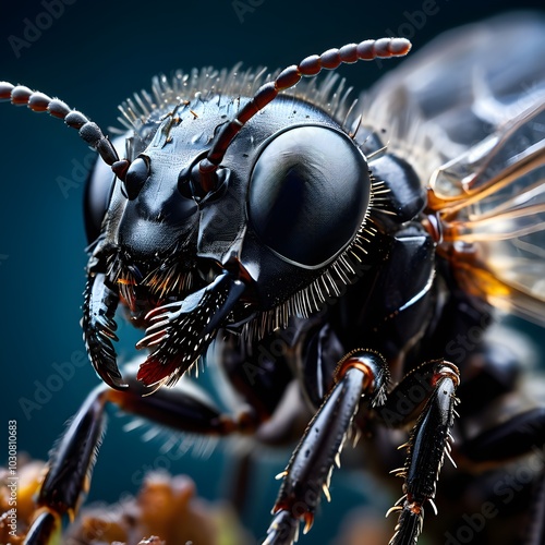 macro of a common black garden ant (Lasius niger) photo